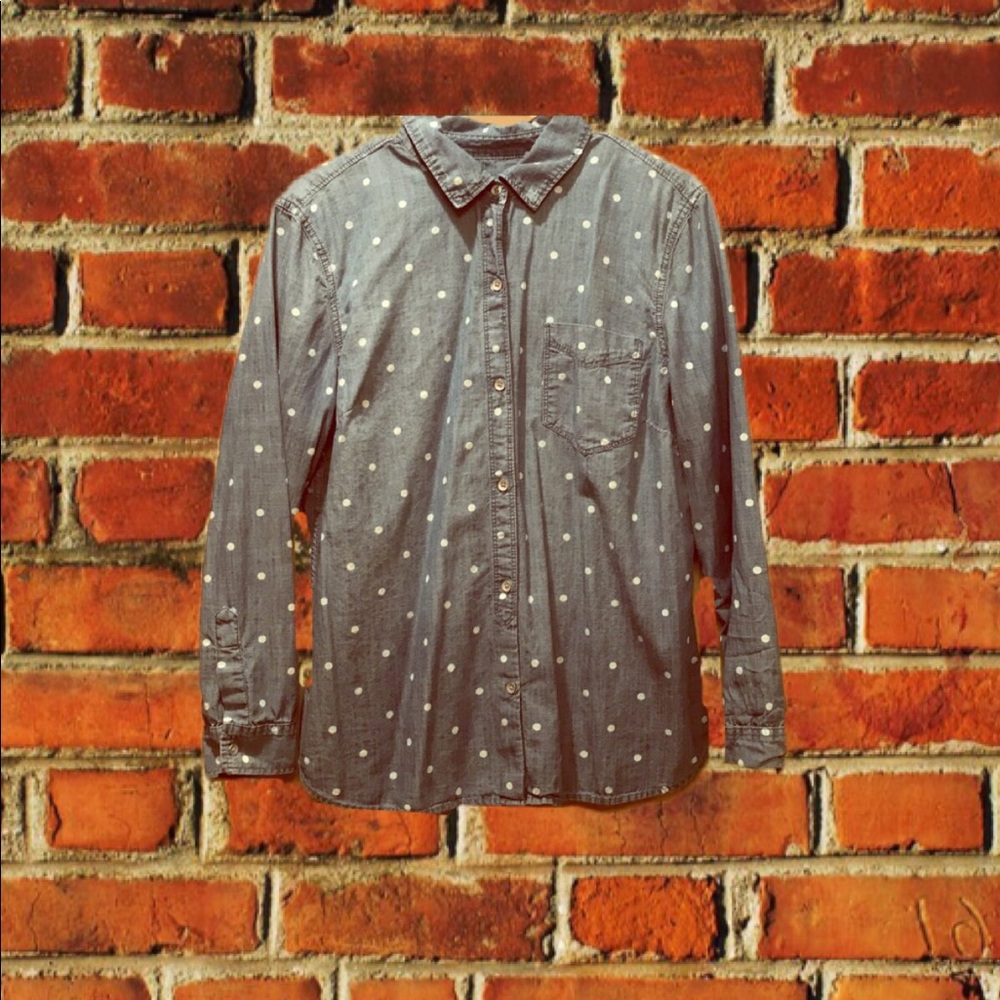 Polka Dot Denim Button up Shirt